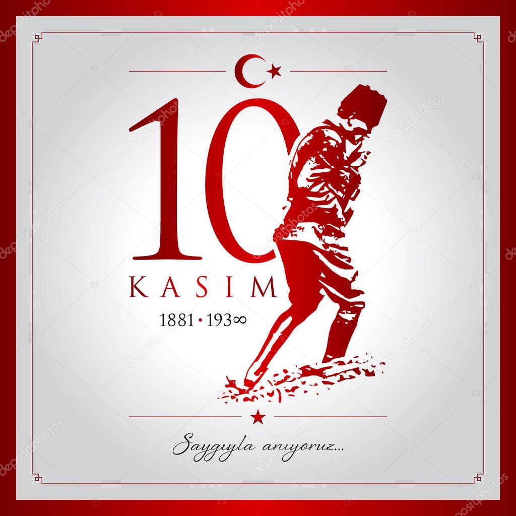 10 kasim vector illustration. (10 November, Mustafa Kemal Ataturk Death Day anniversary.)