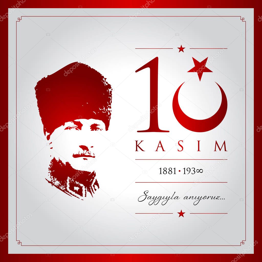10 kasim vector illustration. (10 November, Mustafa Kemal Ataturk Death Day anniversary.)