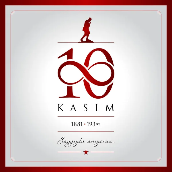 10 kasim ilustração vetorial. (10 de novembro, aniversário do Dia da Morte de Mustafa Kemal Ataturk .) — Vetor de Stock