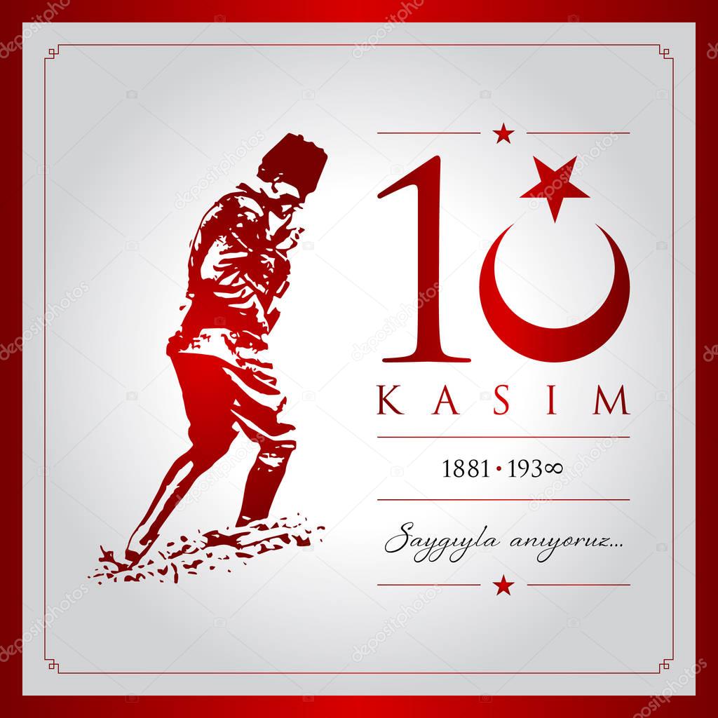 10 kasim vector illustration. (10 November, Mustafa Kemal Ataturk Death Day anniversary.)