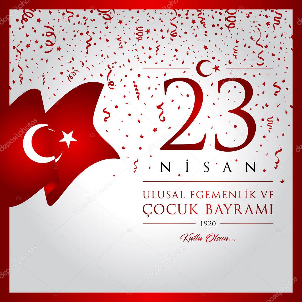 23 nisan cocuk bayrami vector illustration. (23 April, National Sovereignty and Childrens Day Turkey celebration card.)