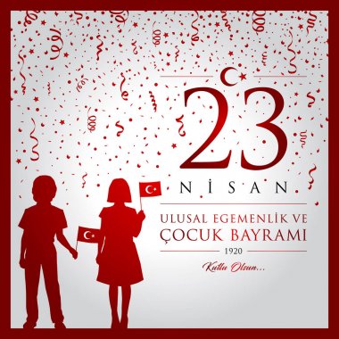 23 nisan cocuk bayrami vektör çizim. (23 Nisan Ulusal Egemenlik ve çocuk gün Türkiye'de kutlama kartı.)