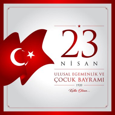 23 nisan cocuk bayrami vektör çizim. (23 Nisan Ulusal Egemenlik ve çocuk gün Türkiye'de kutlama kartı.)
