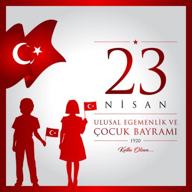 23 nisan cocuk bayrami vektör çizim. (23 Nisan Ulusal Egemenlik ve çocuk gün Türkiye'de kutlama kartı.)