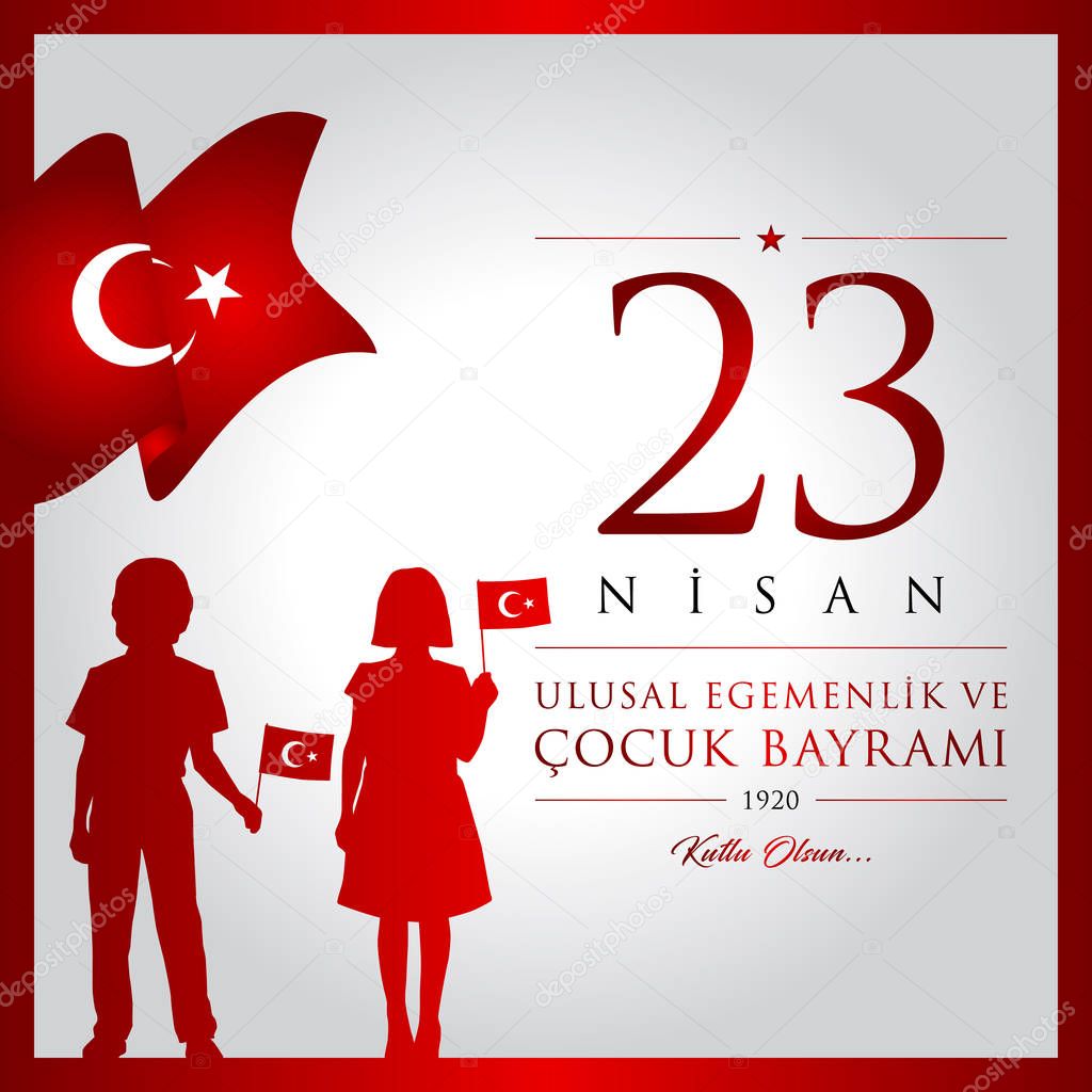 23 nisan cocuk bayrami vector illustration. (23 April, National Sovereignty and Childrens Day Turkey celebration card.)