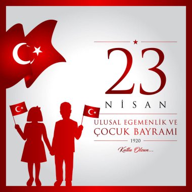 23 nisan cocuk bayrami vektör çizim. (23 Nisan Ulusal Egemenlik ve çocuk gün Türkiye'de kutlama kartı.)