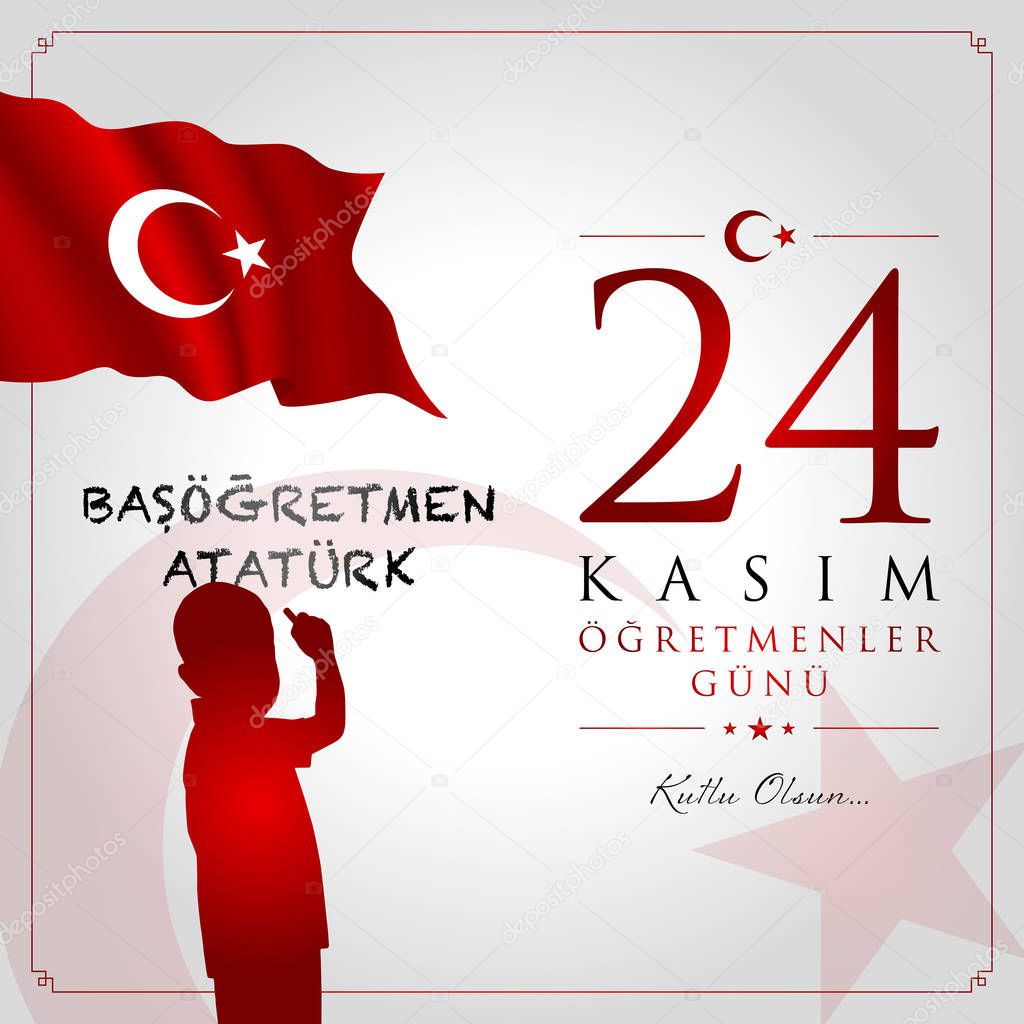 24 kasim ogretmenler gunu vector illustration. (24 November, Turkish Teachers Day celebration card.)