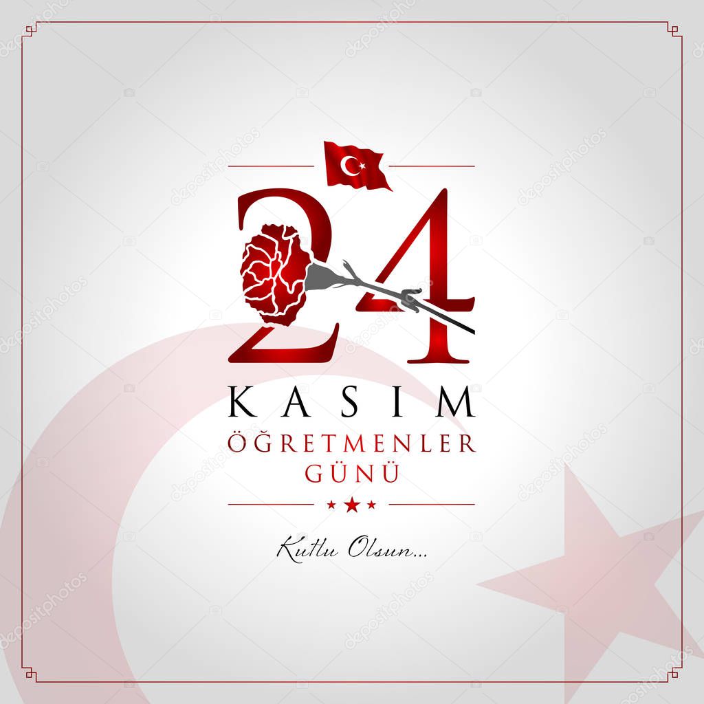 24 kasim ogretmenler gunu vector illustration. (24 November, Turkish Teachers Day celebration card.)