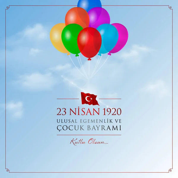23 nisan cocuk bayrami vektör çizim. (23 Nisan Ulusal Egemenlik ve çocuk gün Türkiye'de kutlama kartı.)