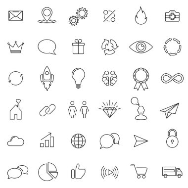 Satırı tasarım simgesi web ve mobil kümesi