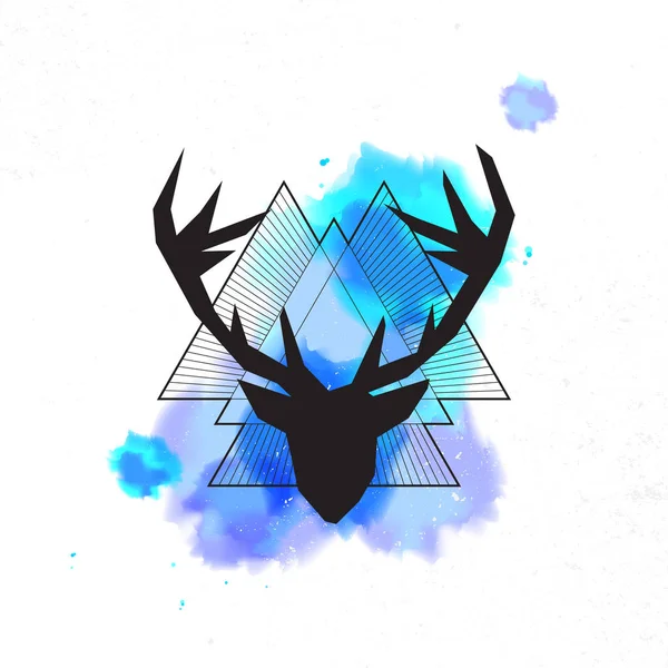 Deer head, abstract background with triangles. — Stock Vector