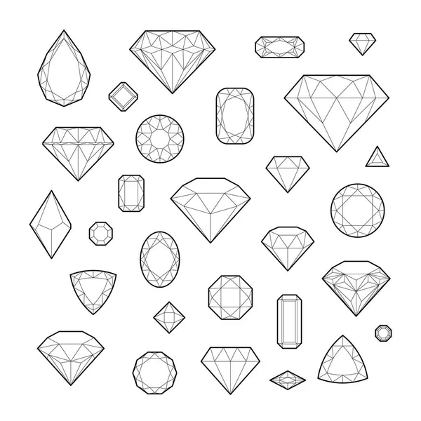 Алмаз, набор иконок, векторная иллюстрация — стоковый вектор