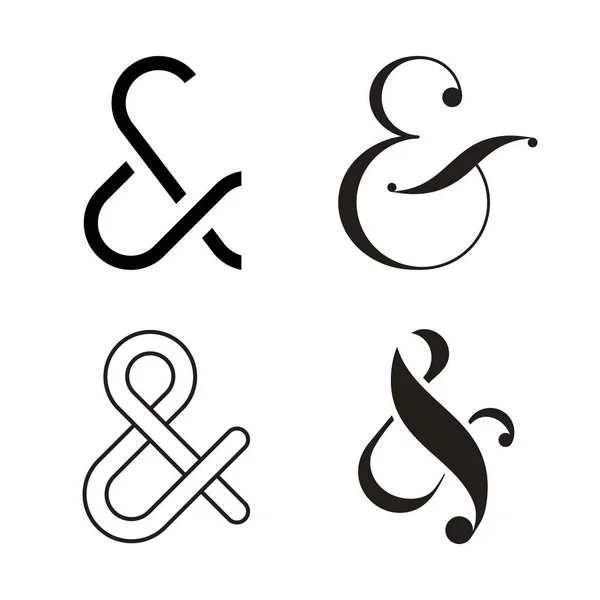 Ampersand ikony set, Čárová grafika — Stockový vektor