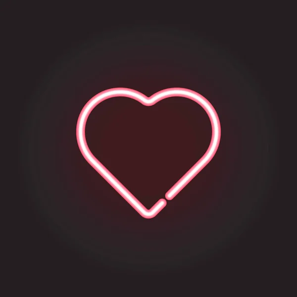 Neonové srdce na černém pozadí — Stockový vektor