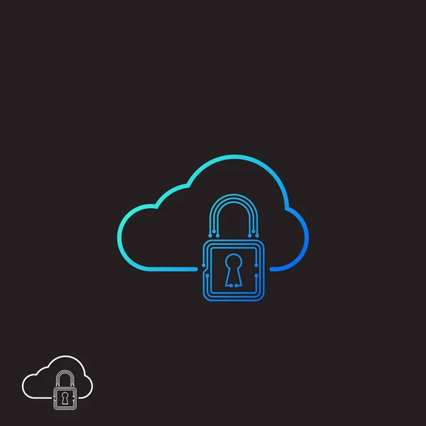 Web cloud ikon, beskyttelseskoncept med lås – Stock-vektor