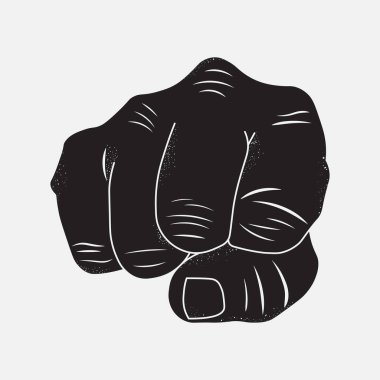 Yumruğunu sık, önden bak. Siyah el çizimi simgesi. Vektör illüstrasyonu EPS 10
