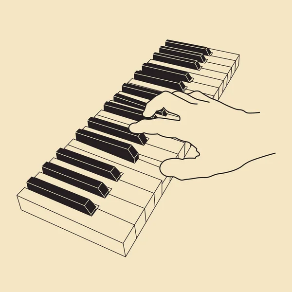 Mão Tocando Teclado Piano Aprendendo Conceito Música Ilustração Vetorial Eps —  Vetores de Stock