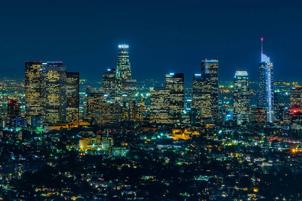 Los Angeles Skyskrapor Natten — Stockfoto