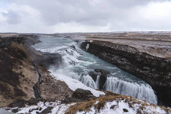 Chute d'eau vue du dessus Gullfoss en Islande — Photo