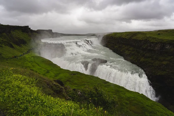 Verão da cachoeira Gullfoss 2018 Círculo dourado Islândia — Fotografia de Stock