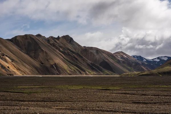 View from the base camp in Landmannalaugar valley August 2018 — 스톡 사진