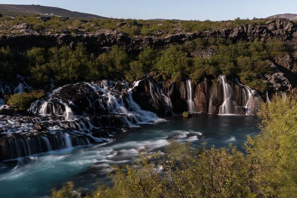 Long exposure of Hraunfossar waterfall in Iceland — Stock Photo, Image