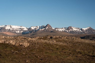 Peak of the mountain range in West Iceland