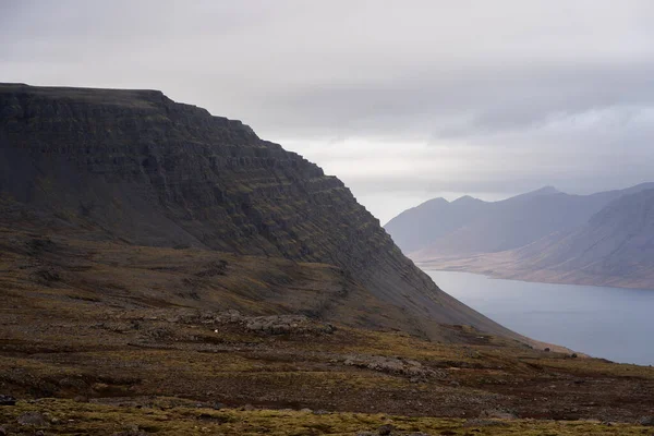 Fjord Illuminated Sunset Westfjords Iceland October — Stock Photo, Image