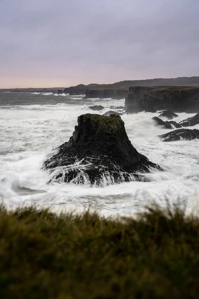 Dlouhé Vystavení Hornin Vlnám Islandu Říjen 2019 — Stock fotografie