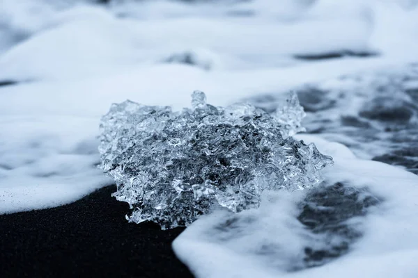 Długa Ekspozycja Kawałki Lodu Plaży Diamond Islandia Październik 2019 — Zdjęcie stockowe