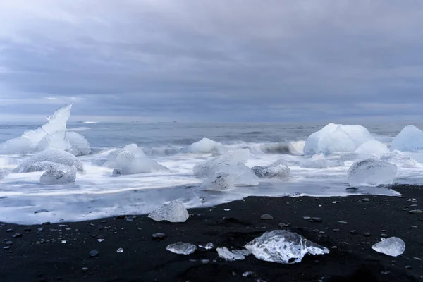 Μεγάλη Έκθεση Των Τεμαχίων Πάγου Στην Παραλία Diamond Ισλανδία — Φωτογραφία Αρχείου