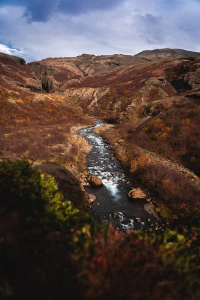 Caudal Del Río Colores Otoñales Valle Botndalur Islandia Octubre 2019 Fotos De Stock Sin Royalties Gratis