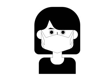 Maskeli kız, basitçe vektör illüstrasyonuName 