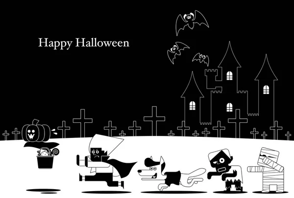 Plantilla Tarjeta Halloween Feliz Simplemente Vector Ilustración — Archivo Imágenes Vectoriales