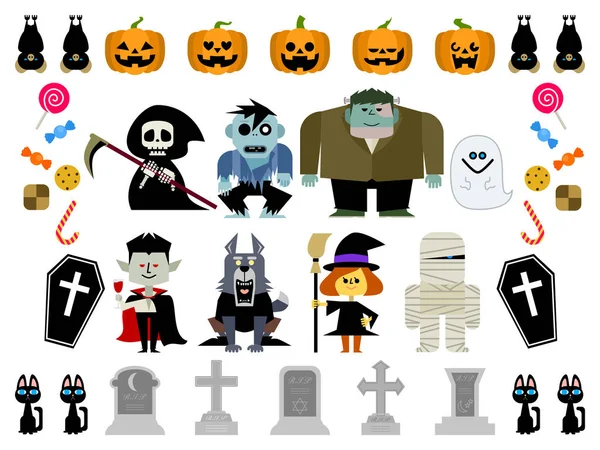 Set Illustrazioni Standard Halloween — Vettoriale Stock
