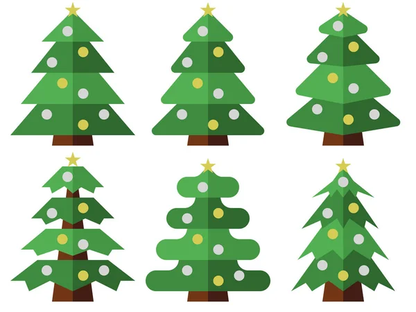 Set Van Fir Bomen Gewoon Vector Illustratie — Stockvector