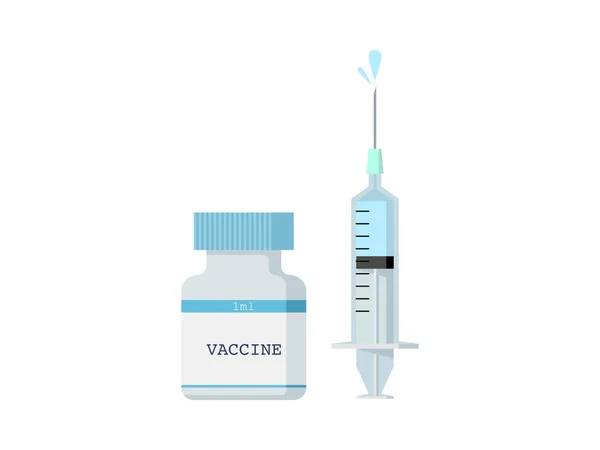 Ikon Vaksin Botol Dan Jarum Suntik Garis Besar Hitam Gambar — Stok