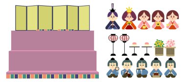 Japon tarzı karakterler, basitçe vektör illüstrasyonu