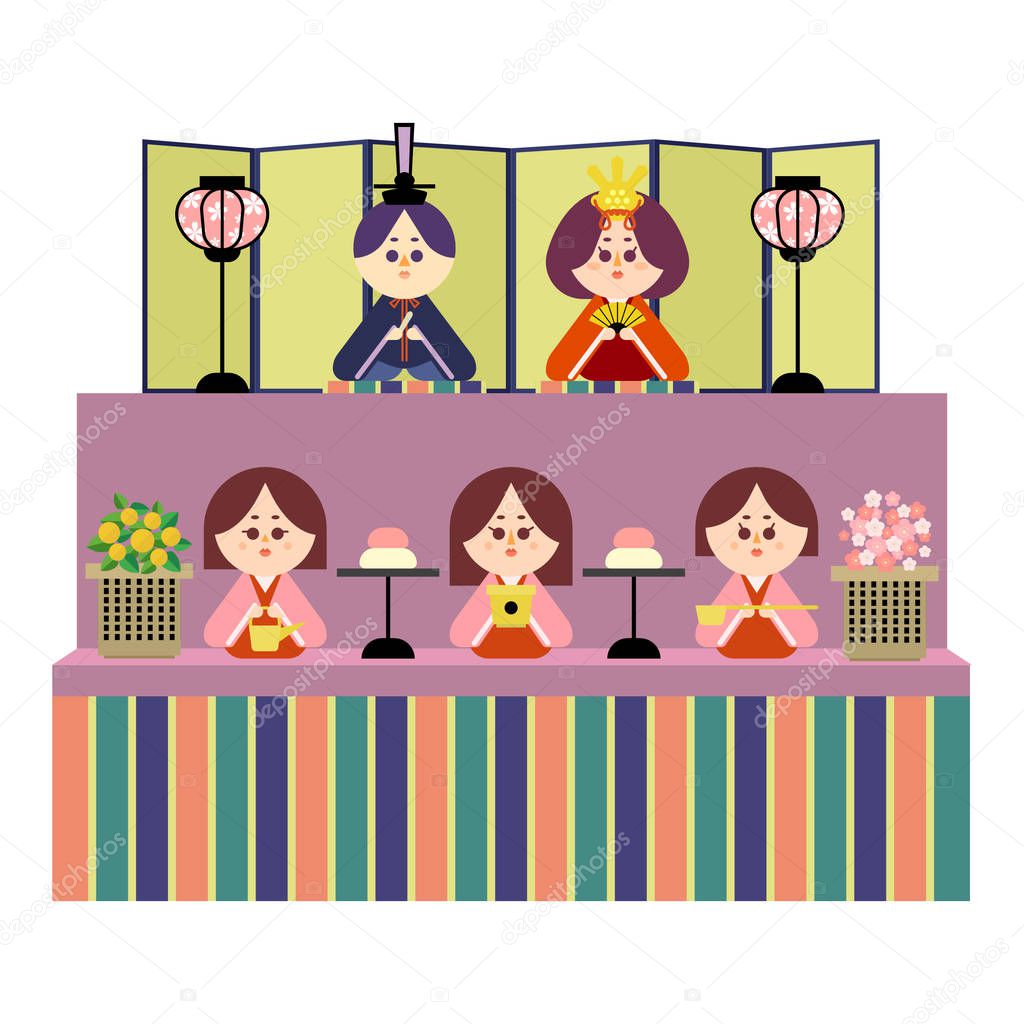 set of characters in Japanese style, simply vector illustration