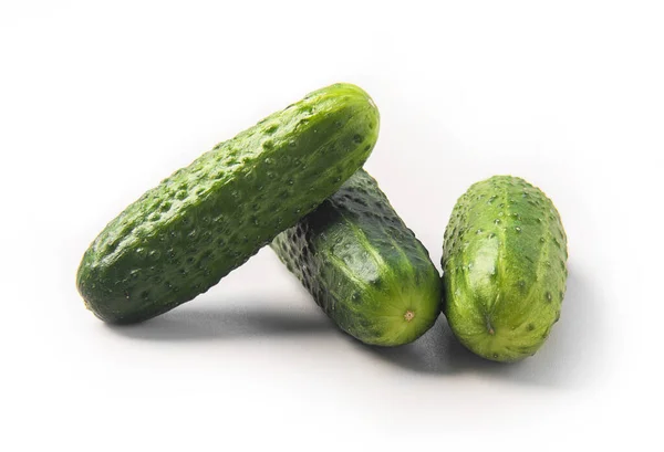 Fresh Organic Green Cucumber White Background — Stock Photo, Image