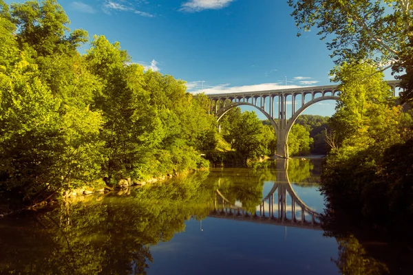 Ponte Arco Que Cobre Rio Parque Nacional Vale Cuyahoga — Fotografia de Stock