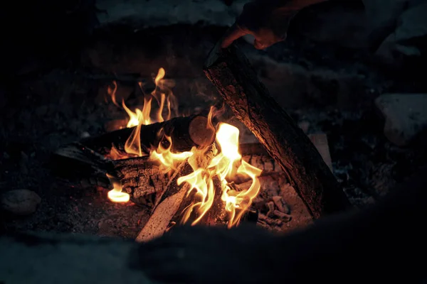 Close-up of bonfire on the beach in Door County, WI