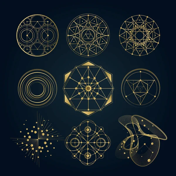 Kutsal geometri formlar, çizgiler ve şekiller — Stok Vektör