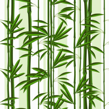 Tropikal ile Seamless Modeli bambu bitkiler ve yaprakları