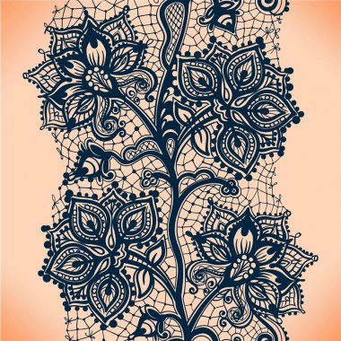 soyut dantel kurdele seamless modeli öğeleri çiçekli