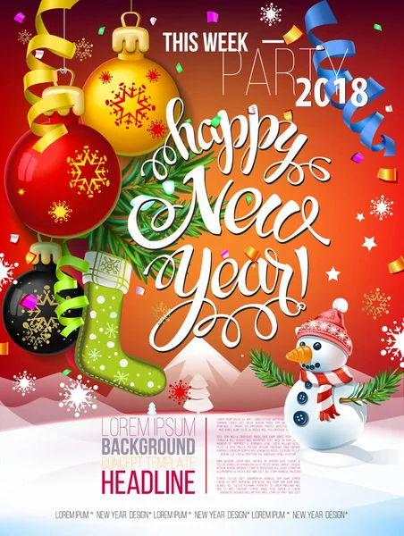 Feliz Navidad 2018 tarjeta de póster de decoración . — Archivo Imágenes Vectoriales