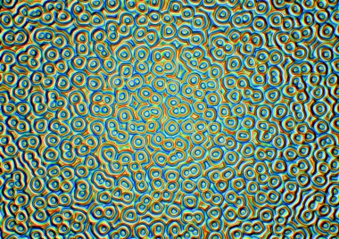 Çerçevede nesne illüzyonundan arınmış 3 boyutlu yeşil kırmızı bir görüntü.