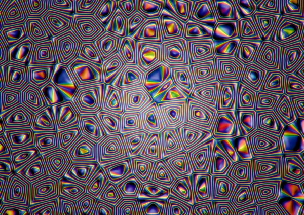 Gökkuşağı ışık spektrumunun 3 boyutlu bir görüntüsü geometri çokgen desen illüzyonu çerçeveyi doldurur