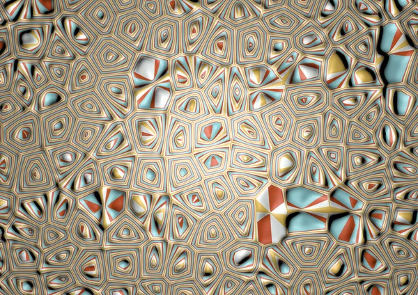 3 boyutlu kırmızı mavi beyaz pastel renkler geometri çokgen desen illüzyonu çerçeveyi doldurur