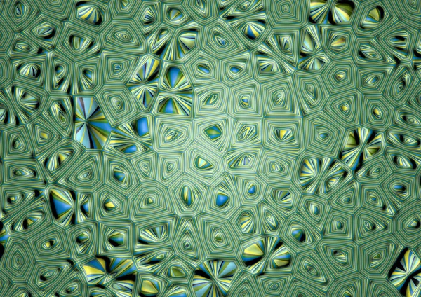 Üç boyutlu yeşil mavi sarı pastel renkler geometri çokgen desen illüzyonu çerçeveyi doldurur